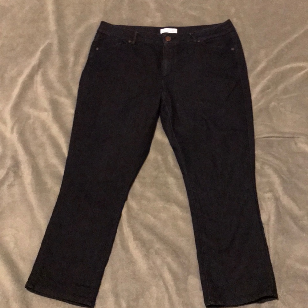 LOFT Dark Wash Curvy Kick Crop Jeans